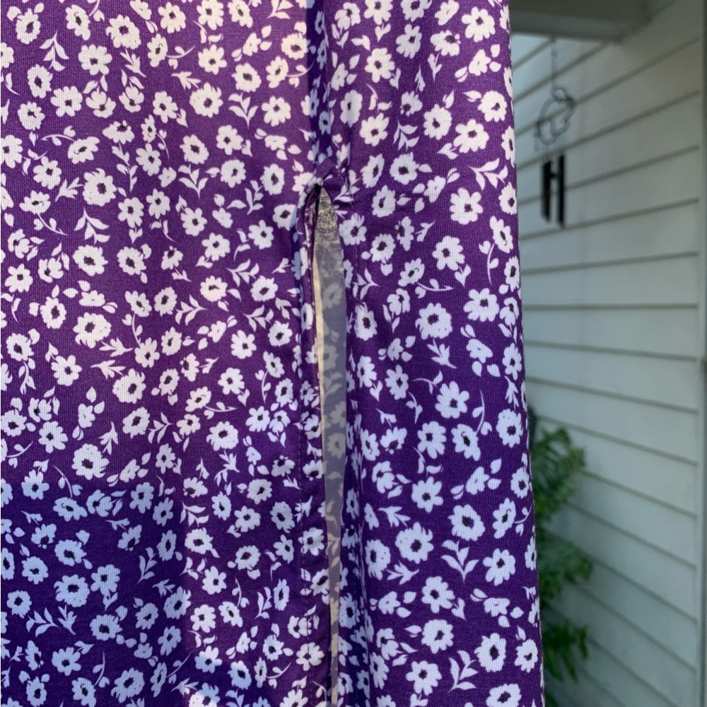 h&m purple & white floral puff sleeved midi dress NWT & never worn ๐ size small - Picture 9 of 16